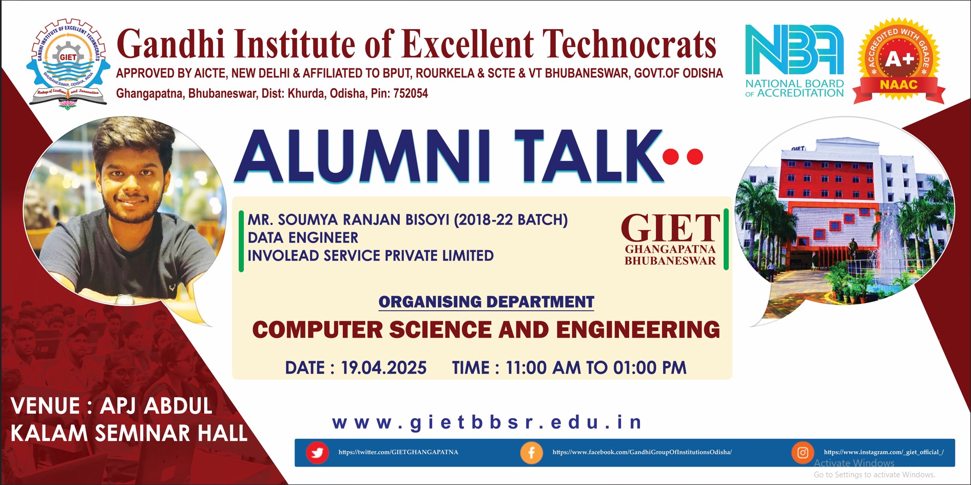Alumni Talk Dept. Of. CSE, GIET, Ghangapatna
